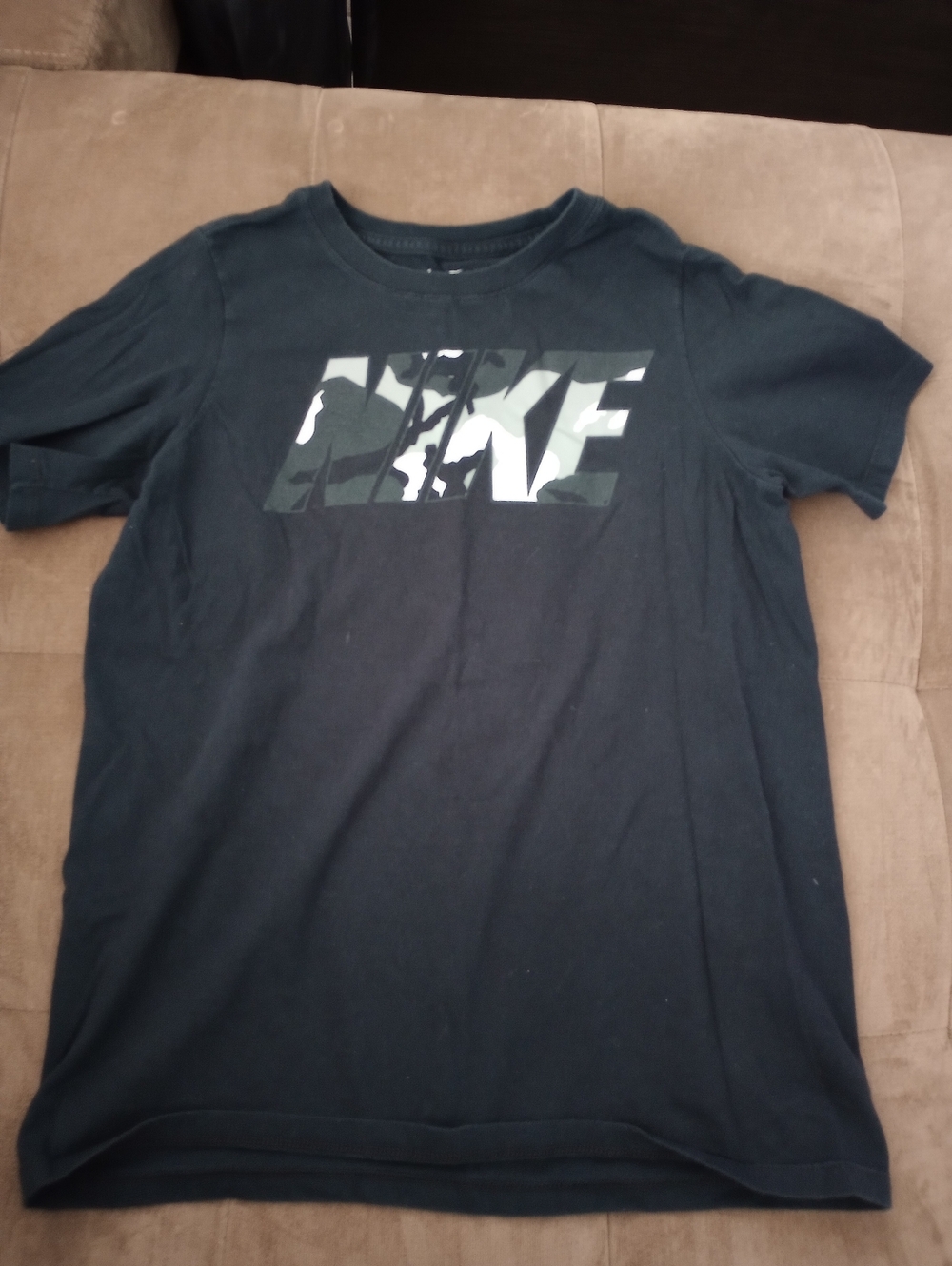 Kids Size - Black Nike Shirt W/Gray Camo Graphic